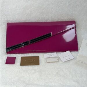 Gucci Fuchsia Clutch with Black Accents